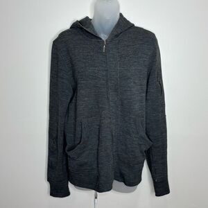 Club Monaco Cotton Wool blend gray zip up Sweatshirt hoodie size small grunge